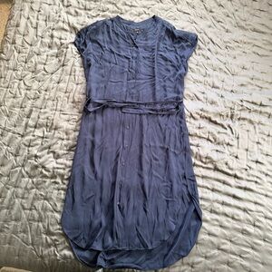 Quince Washable Stretch Silk Navy Midi Dress